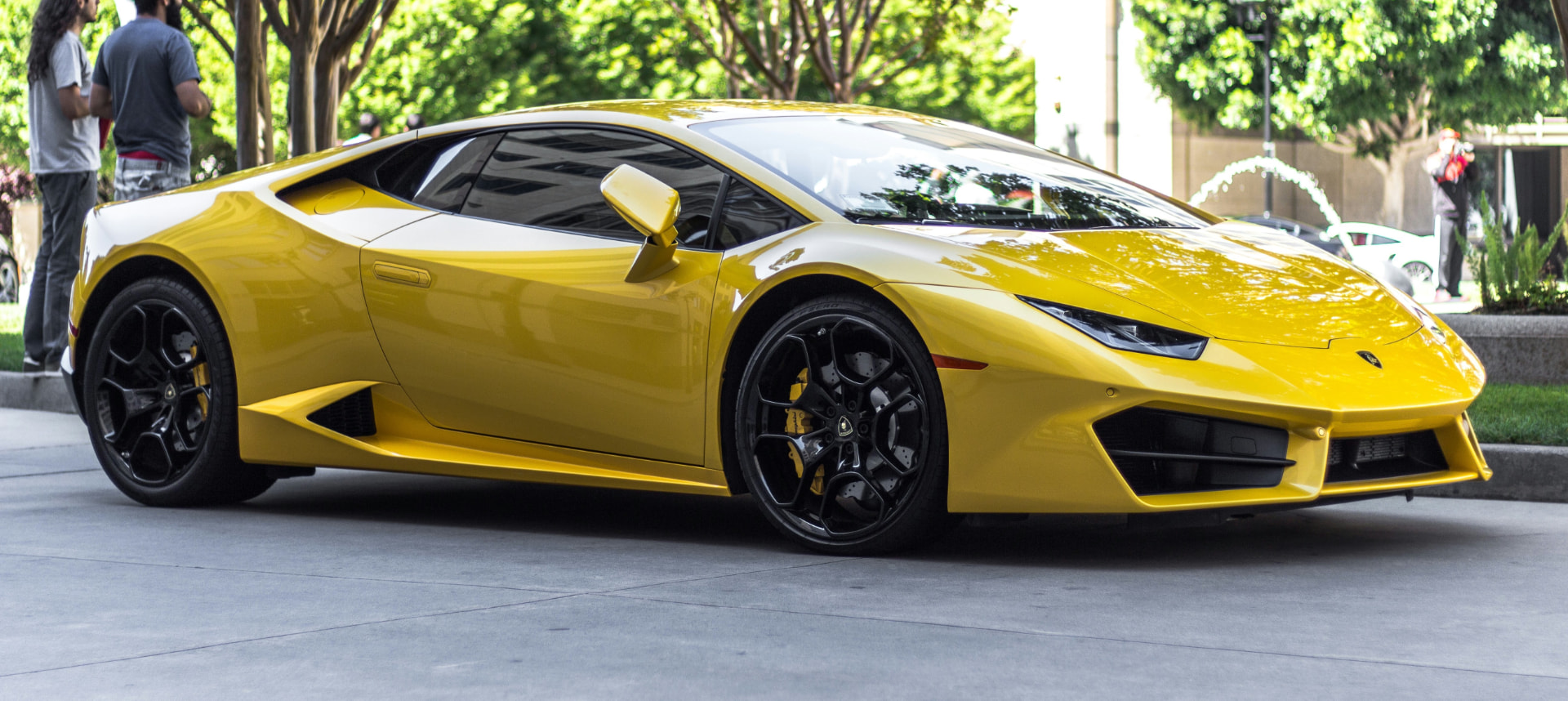 Yellow sports car with a polished automotive finish