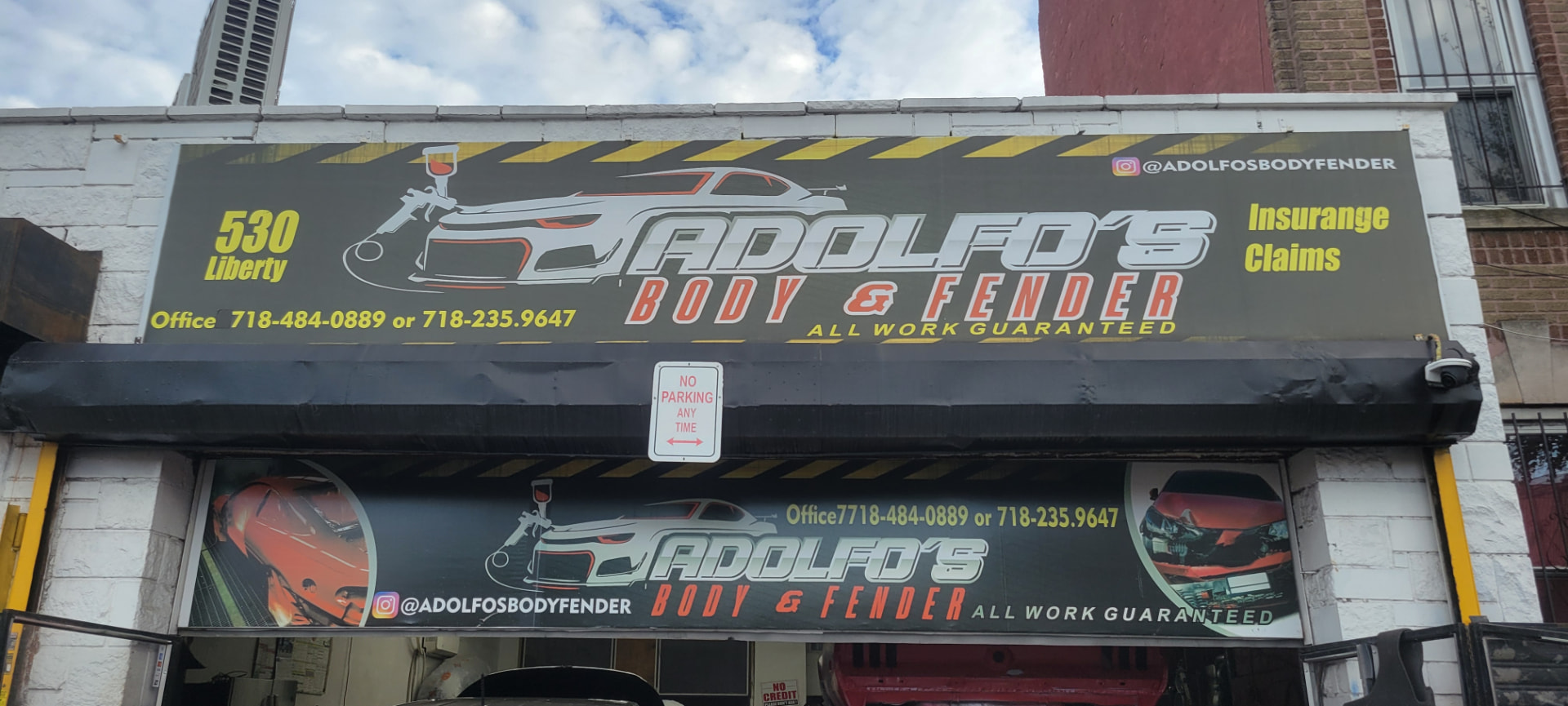 Adolfo's Auto Body and Fender storefront at 530 Liberty Avenue in Brooklyn